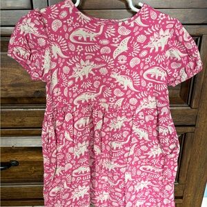 Pink Mini Boden Dinosaur Print Dress
